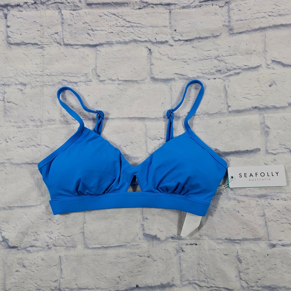Seafolly Active Hybrid Bralette WOMENS 4 Electric Blue Cutout Bikini Top
